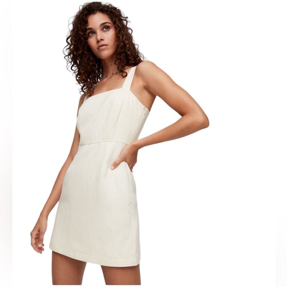 ARITZIA WILFRED ROSEMOND STRAPS SHIFT LIGHT YELLOW DRESS 4